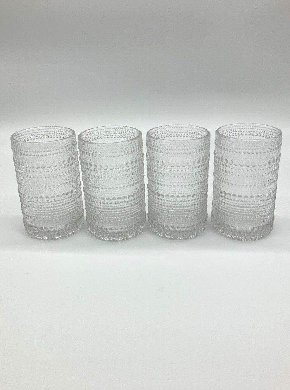Set of 4 Fortessa Jupiter Embossed Textured Hobnail  13oz. Clear Tumblers